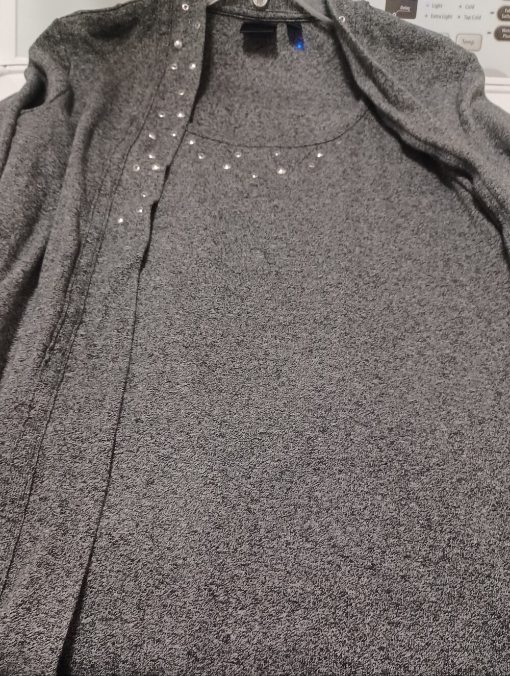 × Rafaella Gray Knit Open-Front Cardigan with Matching Shell - Picture 4 of 14
